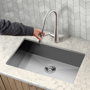 摩恩厨房304不锈钢水槽手工单槽台下洗碗槽水池洗菜盆家用台下盆