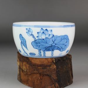 贵和祥精品手绘青花品茗杯鸡缸功夫茶具主人景德镇陶瓷大茶杯包邮