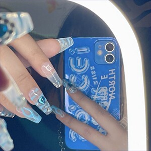 801人付款淘宝手工假指甲贴片千禧辣妹美甲火焰桃心爱心钻辣妹成品