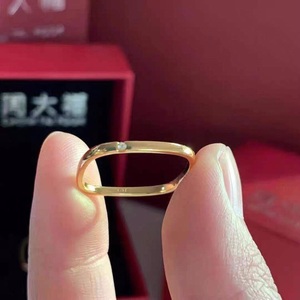 新款周大福小方戒指22k金钻石女戒17916方形素圈钻戒情侣刻字礼物