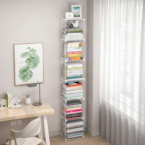 书架小型落地客厅家用卧室书桌收纳置物架靠墙省空间铁艺简易书柜