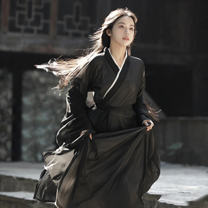 正品原创汉服女魏晋制南北朝黑色古装交领齐腰襦裙超仙气古风飘逸