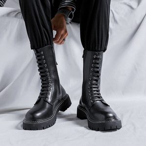 12孔机车马丁靴男高帮英伦风朋克高筒长靴长筒皮靴高街风2022新款