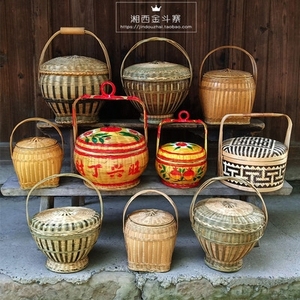 潮汕竹编小花篮潮州结婚竹蓝鸡蛋篮子手提传统手工制品老式复古.