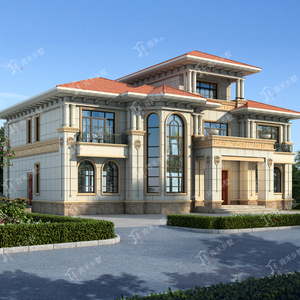 2147二层大户型欧式别墅设计图纸带堂屋复式楼挑高大客厅18x14米