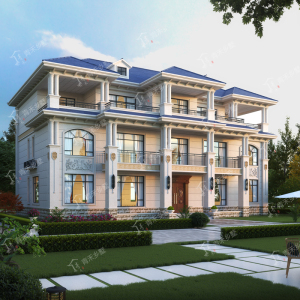 3229农村两兄弟三层双拼豪华欧式别墅设计图纸22x15米砖混共堂屋