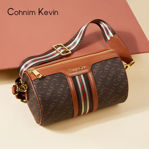 cohnim kevin女包正品单肩斜挎大容量包包防水老花水桶包ck02040