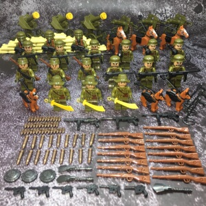 兼容乐高抗美援朝八路骑兵人偶武器积木男孩礼物益智兵人仔玩具