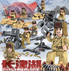 军事人仔玩具打仗乐高积木长津湖抗美援朝儿童益智拼插冰雕滑雪板