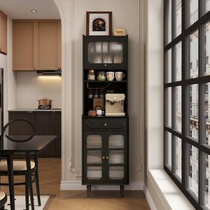 美式复古风餐边柜高柜靠墙一体现代简约小户型客厅厨房酒柜茶水柜