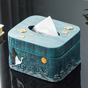 新中式轻奢高端禅意纸巾盒摆件家用客厅茶几创意个性办公室装饰品