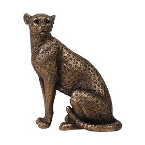北欧美式家居书房桌面书柜装饰品小号动物雕塑非洲金钱猎豹子摆件
