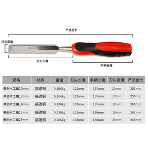 木工凿双色手柄平凿10-25mm扁凿帝创五金工具装修雕刻