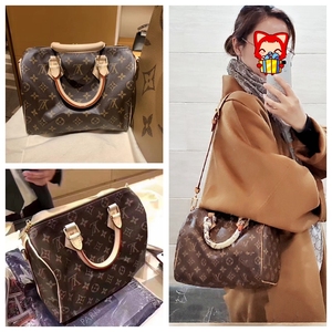 lv路易威登speedy25老花棋盘格枕头包单肩包斜挎手提包女包m41109