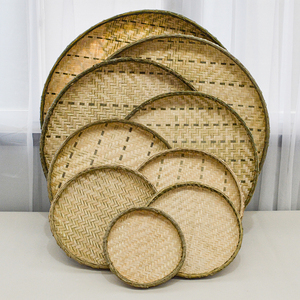 竹制品竹编大簸箕无孔有孔竹筛子家用干货晾晒 竹圆簸箕 绘画装饰