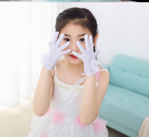 礼服手套公主女童女孩演出礼仪舞蹈花童生日超弹五指白色76人付款25