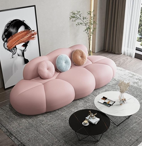 北欧简约现代设计师创意云朵丝绒沙发意式美容院异形网红接待沙发