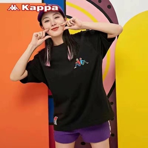 Kappa卡帕背靠背男女2024短袖夏新款运动休闲圆领印花半袖T恤上衣