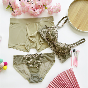 都是丽人无钢圈情侣内裤内衣三件套冰丝情侣内裤一男一女情侣款