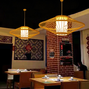 新中式餐厅餐饮创意饭店个性竹编灯具  火锅店卡座吊灯面馆带射灯
