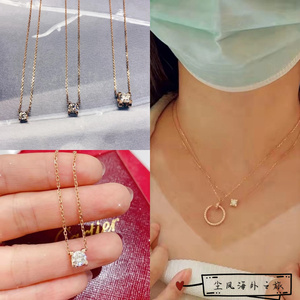 cartier/卡地亚c de18k玫瑰金牛头项链黄金镶钻女士吊坠锁骨链