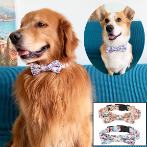 狗狗项圈蝴蝶结棉质碎花宠物蝴蝶结小中大型犬金毛柯基边牧哈士奇