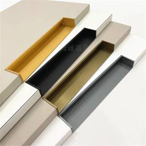 隐藏嵌入式平板门拉手l款轻奢极简衣柜暗拉手拉丝金哑黑哑金隐形