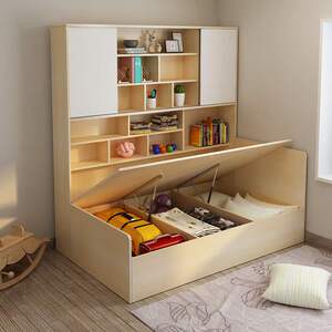 榻榻米儿童床书柜一体多功能高箱储物床带书架的床简约气压箱体床