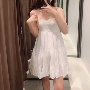 0881120ur zara cos 女装无袖分层拼接薄纱吊带连衣裙00881120250