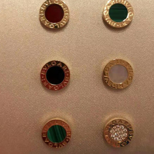 925银耳钉女专柜宝格丽正品四叶草耳环玫瑰金黑玛瑙情侣耳饰男