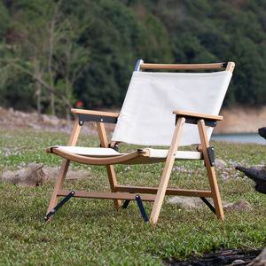 kermit便携实木折叠休闲帆布扶手靠背椅露营阳台克米特椅户外凳子