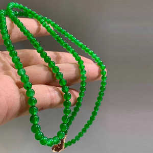 冰种阳绿小米珠翡翠珠串项链缅甸天然a货满绿圆珠子手串手链女款