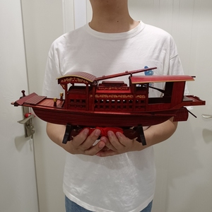 南湖红船模型摆件拼装实木家居中式工艺品手工拼装渔船帆船
