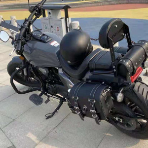 适用龙嘉v霸v途250边包改装复古侧边箱 太子摩托车踏板车支架靠背