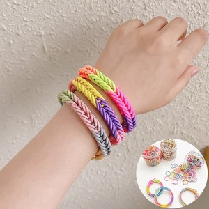 diy彩色小皮筋编手绳网红编织手链送给男朋友闺蜜彩虹手环女头绳
