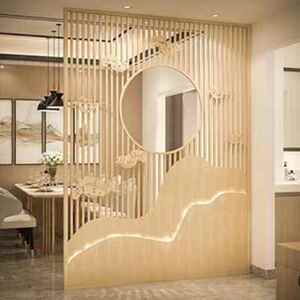 屏风栅栏玄关新中式l顺德区餐厅抽象图案祥云31qt33装饰隔断实木