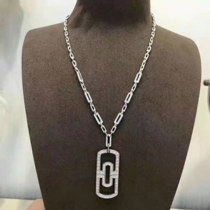 bvlgari/宝格丽回形针项链18k白金满钻男粗版细版女玫瑰金毛衣链