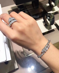 0011人付款淘宝bvlgari/宝格丽蛇形手镯18k白金满钻无钻宽窄版蛇头