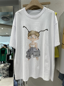 欧货短袖女装2024年新款宽松白色t恤夏季韩版大码减龄半袖上衣潮