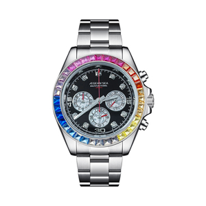 爱琴海 aegeansea彩虹手表男品牌防水夜光机械男款可乐手表704款