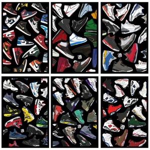 抖音潮鞋店aj系列海报挂画服装店客厅酒店卧室工作室球鞋装饰画