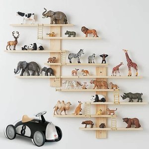 木工小舅 儿童房动物模型摆放展示架 墙上卢斯蒂格玩具收纳架装饰