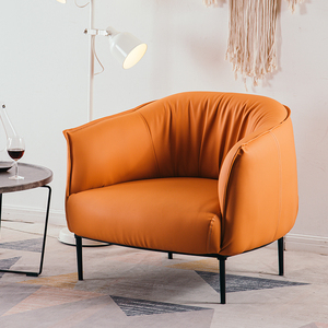 单人沙发北欧轻奢橙色简约单椅客厅真皮蜗牛椅网红阳台休闲懒人椅