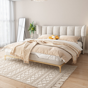 北欧科技绒布床轻奢现代简约奶油布艺床主卧网红ins风双人婚床1.