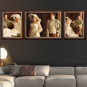 婚纱照放大相框定制照片床头结婚照挂墙卧室欧式美式客厅组合套装