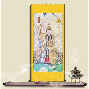许天师画像道教净明派祖师许敬之许真君神像壁挂画玄关客厅卷轴画