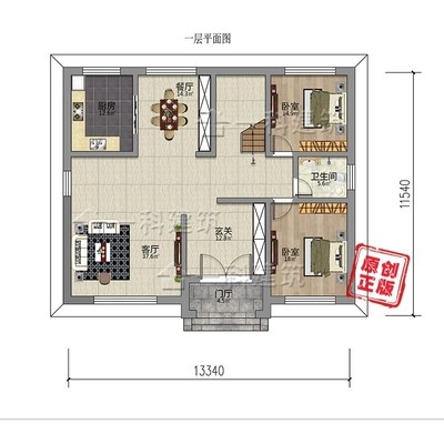 281新农村欧式二层别墅设计图纸三间自建房乡村盖房子简约大气