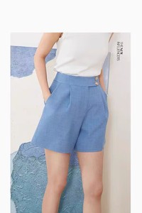 音儿同款夏季新款气质高腰A字西装蓝色优雅休闲短裤LC62220420