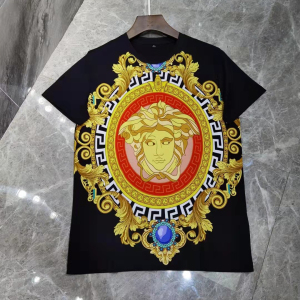 22瓦萨琪美杜莎宫廷巴洛克大图腾人像印花短袖t恤上衣打底衫男女