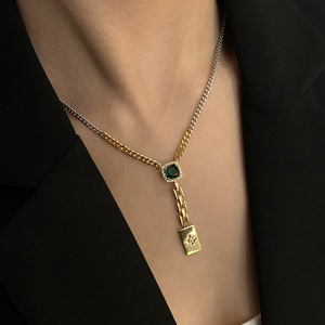 迪奥星六芒星项链女轻奢小众设计感ins2021年新款祖母绿锁骨链潮